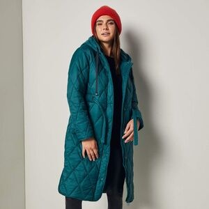 Womance long quilted teal coat - XS